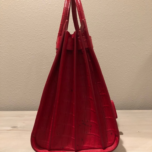 Red Saint Laurent Sac De Jour Embossed Croc Large - Picture 6 of 8